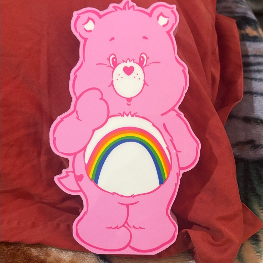 Care Bears Pink Wall Art with Rainbow Accent